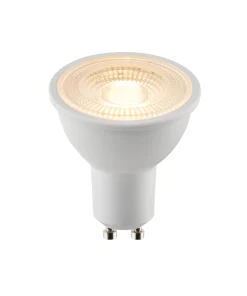 Saxby 112545 GU10 LED 5W 3000K/450LM 5W Matt white plastic & clear prismatic pc 5W LED GU10 Warm White