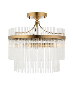Alternative view of Endon 112575 Marietta 3lt Semi Flush Antique brass plate & clear glass 3 x 7W LED E14 (Required)