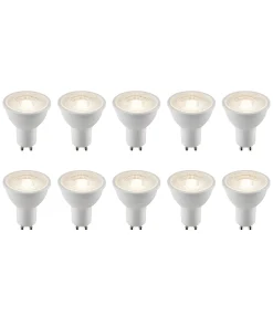 Saxby 113568 GU10 LED 5W 10PACK 4000K/470LM 5W Matt white plastic & clear prismatic pc 10 x 5W LED GU10 Cool White