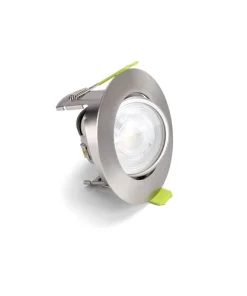 Integral ILDLFR70K169 Evofire Tiltable Fire Rated Downlight IP20 70mm Cutout 85mm Dia Satin Nickel Round +GU10 Holder