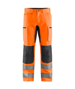 Alternative view of Blaklader Hi-Vis Trousers with Stretch 1585 - Hi-Vis Orange/Mid Grey