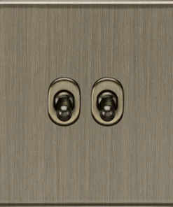 Alternative view of Knightsbridge SF2TOGAB Screwless 10AX 2G 2-Way Toggle Switch - Antique Brass