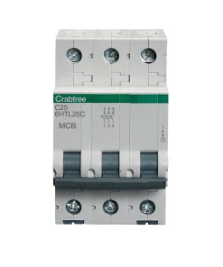 Alternative view of Crabtree 6HTL25C Loadstar 25A Triple Pole C Curve 10kA MCB