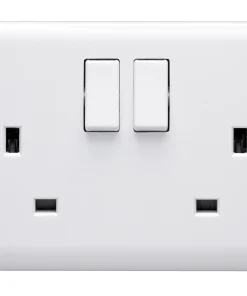 Volex D1500NR Casa White Moulded 13A 2 Gang SP Switched Socket