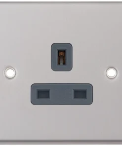 Alternative view of Selectric 7MPRO-719 7M-PRO 1 Gang 13A Unswitched Socket Outlet Satin Chrome, Grey Insert