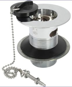 Alternative view of 43EP201371 | PEERLESS SINK WASTE ‘BELFAST’ SLOTTED 1.1/2″ (METAL BACKNUT, POLY PLUG, BALL CHAIN & STAY) CHROME PLATED