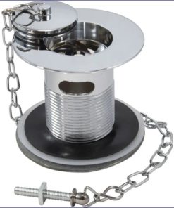 43EP201376 | PEERLESS SINK WASTE ‘BELFAST’ SLOTTED 1.1/2″ (METAL BACKNUT, BRASS PLUG, BRAZED LINK CHAIN) CHROME PLATED