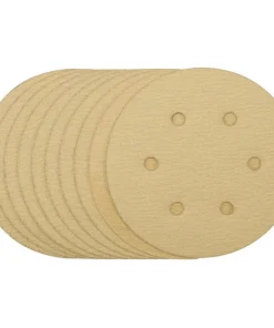 Alternative view of Draper Tools Gold Sanding Discs With Hook & Loop, 150mm, 120 Grit, 6 Dust Extraction Holes (Pack Of 10) (Pack Of 10)