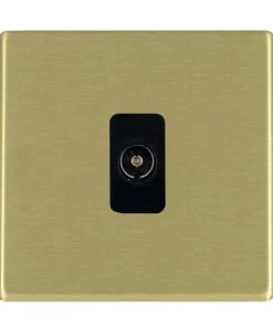 Alternative view of Hamilton 7G22TVIB Hartland G2 Screwless 1G Isolated 1in/1out Coaxial TV Socket Outlet - Satin Brass, Black Insert
