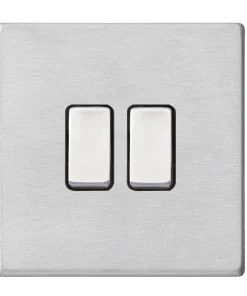 Alternative view of Hamilton 7G24R22SS-B Hartland G2 Screwless 2G 10AX 2 Way Plate Switch - Satin Stainless, Black Insert