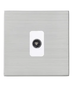 Alternative view of Hamilton 7G24TVW Hartland G2 Screwless 1G Non-Isolated 1in/1out Coaxial TV Socket Outlet - Satin Stainless, White Insert
