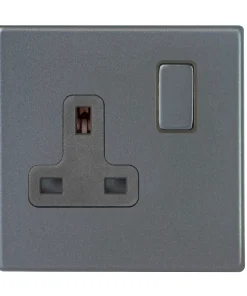 Hamilton 7G2ASS1GA-QG Hartland G2 Screwless 1G 13A DP Switched Socket - Anthra Gray, Quartz Grey Insert