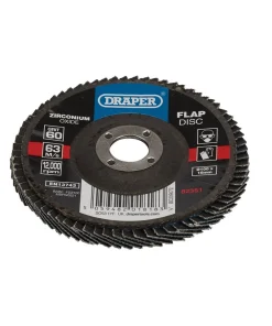 Draper Tools Zirconium Oxide Flap Disc, 100 x 16mm, 60 Grit