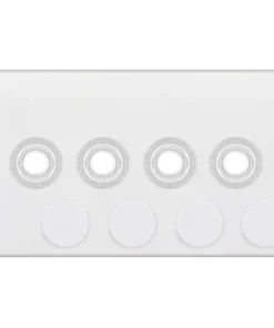 Alternative view of Selectric 5MPLUS-973 5M-PLUS Screwless 4 Gang Empty Dimmer Plate with Knobs - Matt White