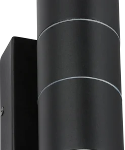 Knightsbridge OWALL02BKP 230V IP54 GU10 Up & Down Wall Light with Photocell Sensor - Black