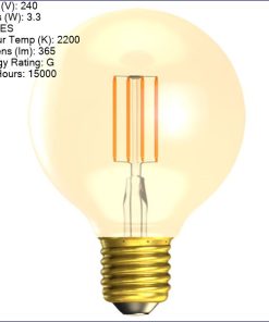 B60800 | BELL 3.3W LED VINTAGE GLOBE ES  AMBER 2200K NON-DIM