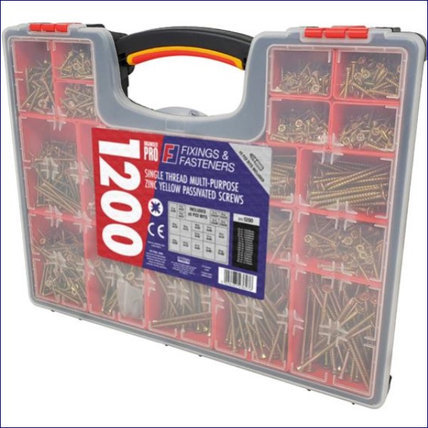 FORMPS1200Y | ForgeFix Organiser Pro Multi-Purpose Wood Screw Kit, 1200 Piece