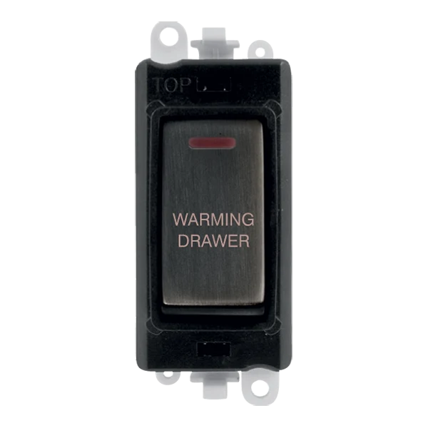 Click GridPro GM2218BKBZ-WDR 20AX Double Pole Switch with LED Module printed "Warming Drawer" - Matt Bronze (Black) - Image 2