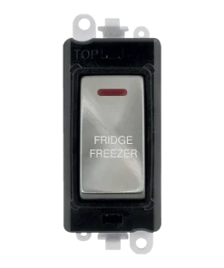 Click GridPro GM2218BKSC-FF 20AX Double Pole Switch with LED Module printed "Fridge Freezer" - Satin Chrome (Black)