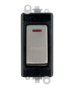 Click GridPro GM2218BKSS-FD 20AX Double Pole Switch with LED Module printed "Fridge" - Stainless Steel (Black)