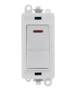 Alternative view of Click GridPro GM2218PW-MW 20AX Double Pole Switch with LED Module printed "Microwave" - Polar White