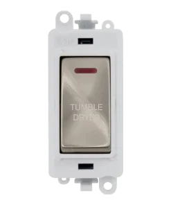 Alternative view of Click GridPro GM2218PWBS-TD 20AX Double Pole Switch with LED Module printed "Tumble Dryer" - Brushed Stainless (Polar White)