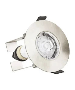 Integral ILDLFR70D004 Evofire Fire Rated Downlight 70mm Cutout IP65 Satin Nickel Round +GU10 Holder & Insulation Guard