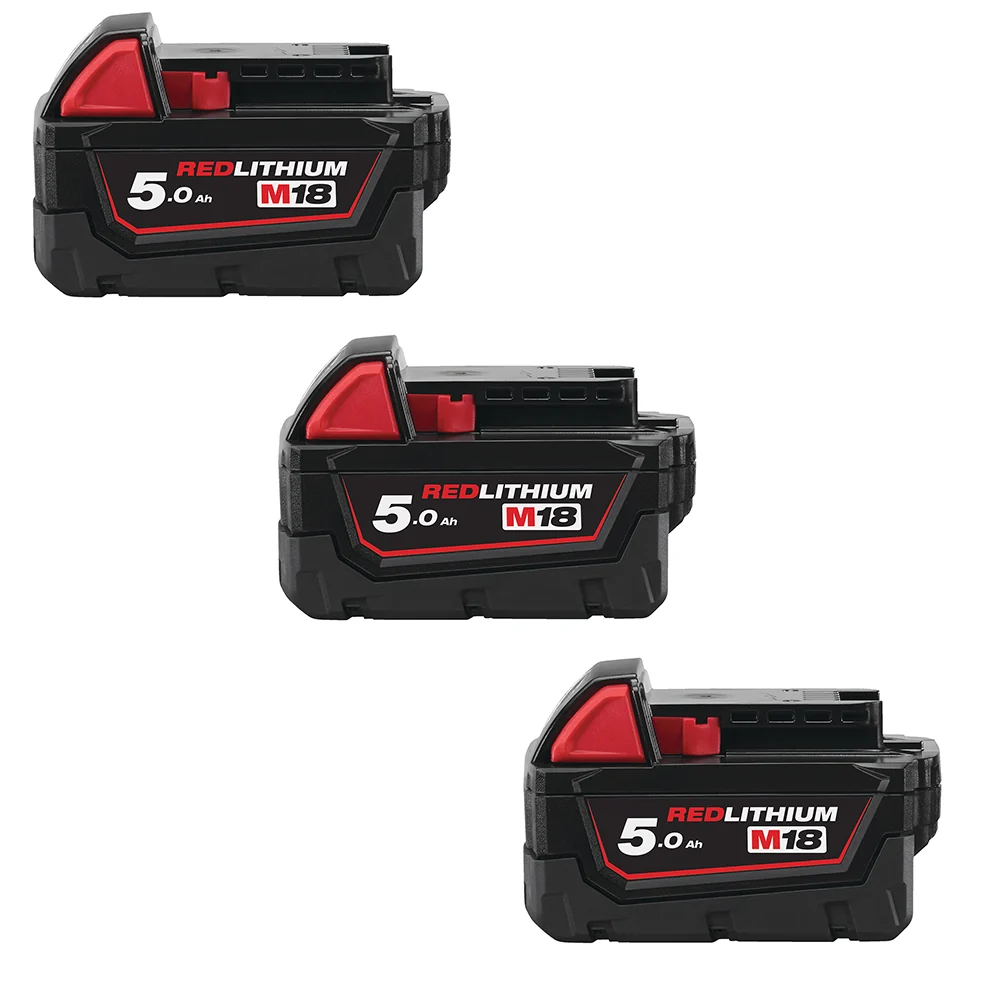 Milwaukee M18B5 18V REDLITHIUM 5.0Ah Li-Ion Battery (3 Pack)