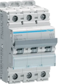 Alternative view of Hager NDN310A 10A Triple Pole 3 Module D Curve 10kA/15kA MCB