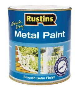 Rustins Quick Dry Metal Paint Smooth Satin White 1 Litre