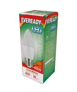 Alternative view of Eveready S14324 E27 ES Candle LED Bulb Opal 4.9W 470lm Cool White 4000K