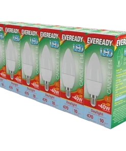 Eveready S29508 E14 SES Candle LED Bulb Opal 4.9W 470lm Daylight 6500K (5+1 Pack)