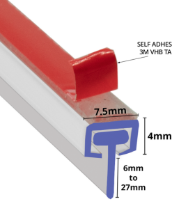 Alternative view of SEAL093T-20-BIF073 | Self Adhesive Slotted Seal With 6mm Tall T Seal (With 3M VHB Tape) 2M