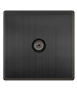 Click Definity Complete SFBZ065BK Single Non-Isolated Coaxial Outlet - Matt Bronze Cover Plate - Black Insert
