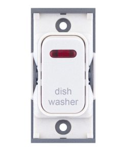 Selectric SGRID360-296 GRID360 20A DP Switch Module with Neon marked “dish washer” - White Plastic, White Insert