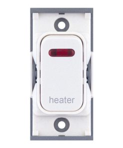 Alternative view of Selectric SGRID360-310 GRID360 20A DP Switch Module with Neon marked "heater" - White Plastic, White Insert