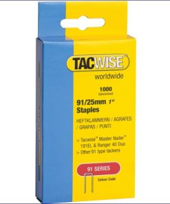 TAC0285 | Tacwise 91 Narrow Crown Staples 25mm – Electric Tackers Pack 1000