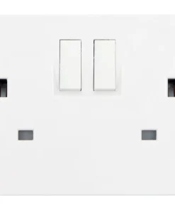 Alternative view of Deta Vimark VS1209SPR White Moulded Square Edge 2 Gang 13A Switched Socket SP Recessed Switch
