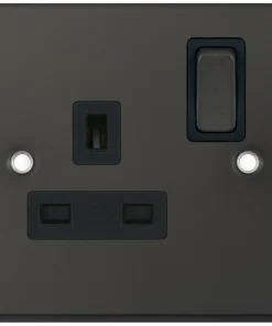 Selectric DSL12-21 5M 1 Gang 13A Switched DP Socket Outlet - Dark Bronze, Black Insert