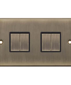 Alternative view of Selectric DSL604 5M 4 Gang 2 Way 10AX Plate Switch - Antique Brass, Black Insert