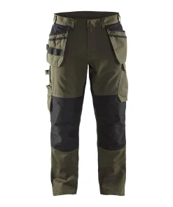 Alternative view of Blaklader Service Trousers with Stretch And Nail Pockets 1496 - Dark Olive Green/Black