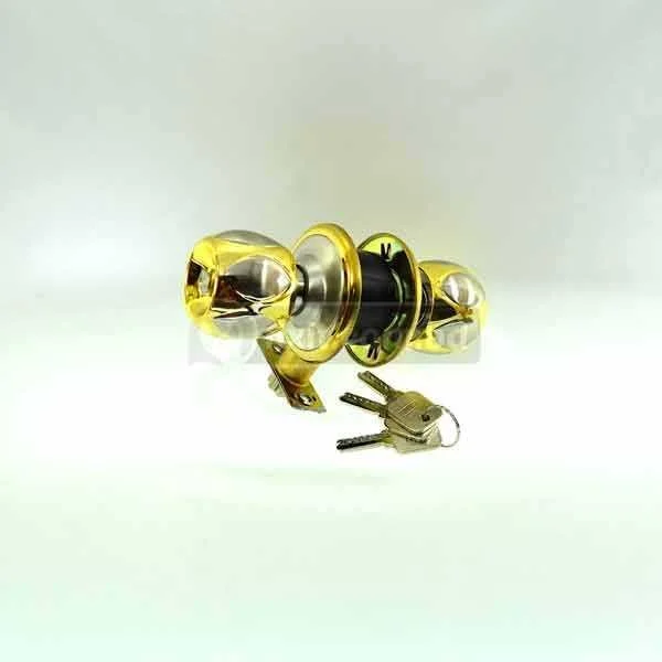 3 Keys Stainless Steel & Gold lining Round Door Lock - Image 2