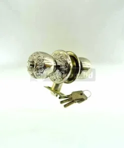 Alternative view of 3 Keys Stainless Steel Round Door Lock with Floral Engraving