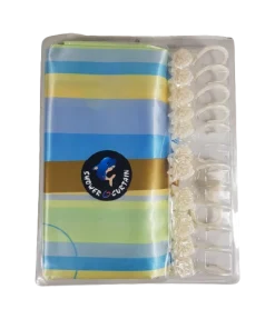 170x180cm Water Repellent Fabric Shower Curtain includes Covered Rings