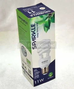 170-240V 50-60Hz 11 Watt E-27 Spiral Compact Fluorescent Bulb Sparkle Brand Screw In Install