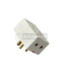 15 Amp 250 Volt White Color 3 Round Pin Type Multi Plug 5 Inlets