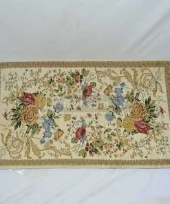 50cm x 80cm Off White Color Flower Pattern Modern Style Non-slip Door Carpet
