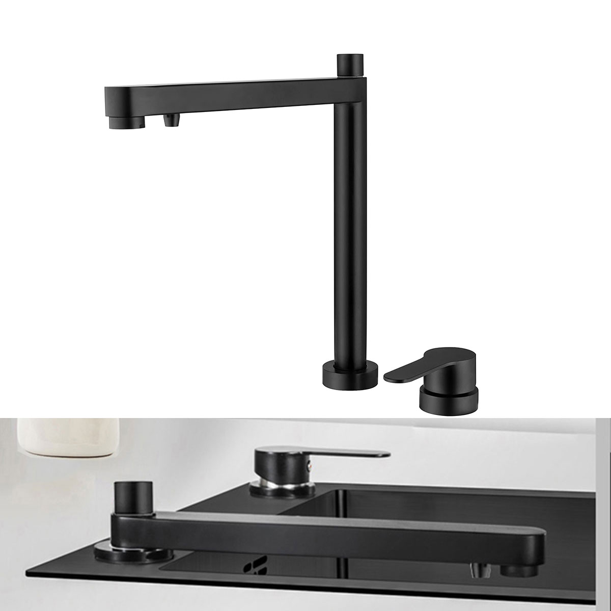 3-in-1 Foldable Kitchen Faucet Window Folding Kitchen Tap Single Handle Double Hole Kitchen Faucet RS-FB