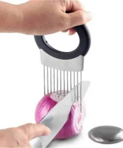 Alternative view of Stainless steel Onion holder fork Vegetables Tomato potato meat Slicer Guide Slicing Cutter Safe Fork Kitchen Utensil Tools