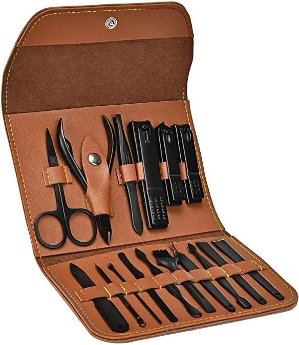 Leather Cover Manicure, Pedicure kit & Nail Cutter Set – Best Price BD - Image 2